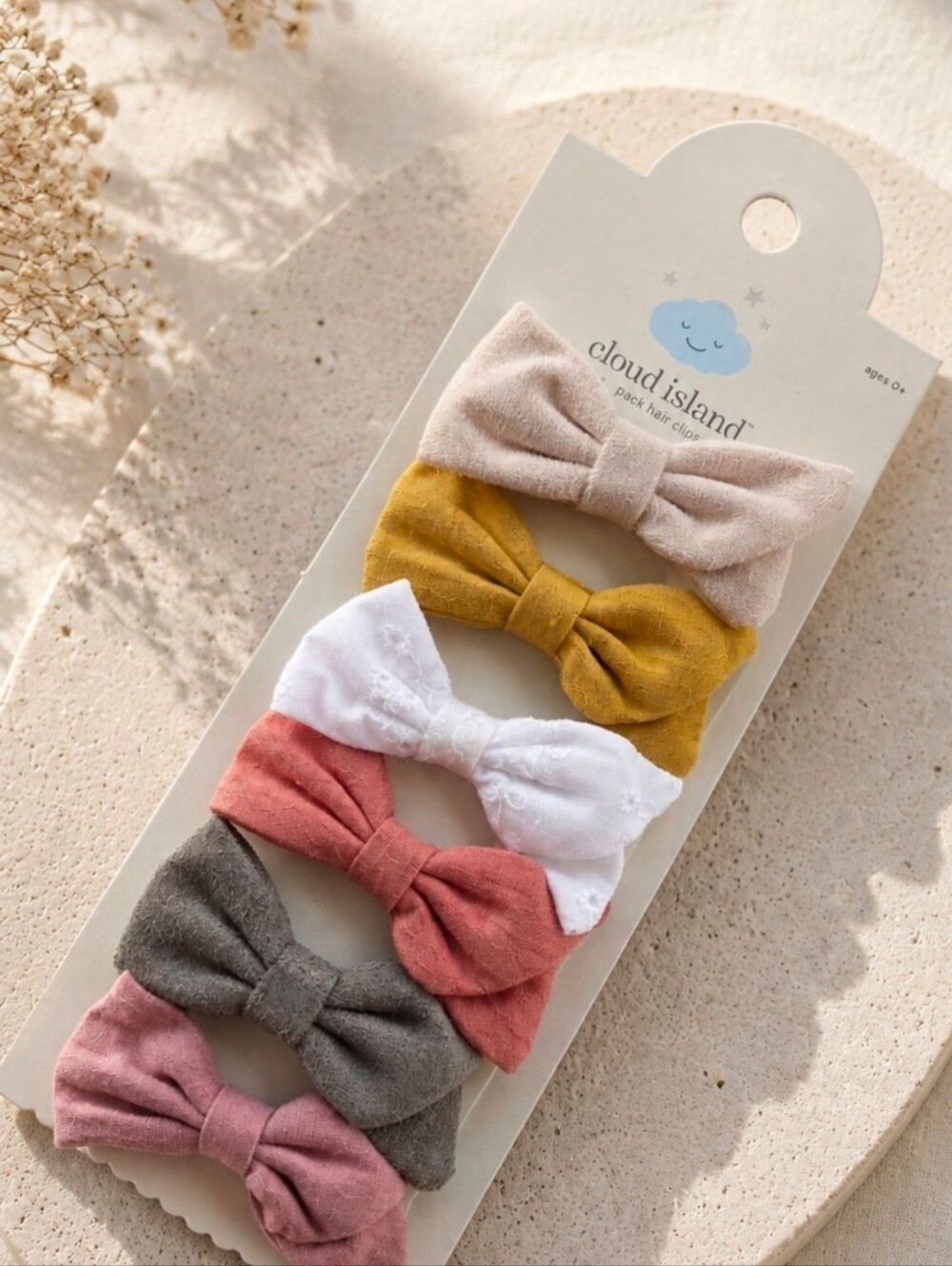 Baby Girls' 6cloud island Bow Hair Clip Set in Mustard, White, Coral, Gray, Pink